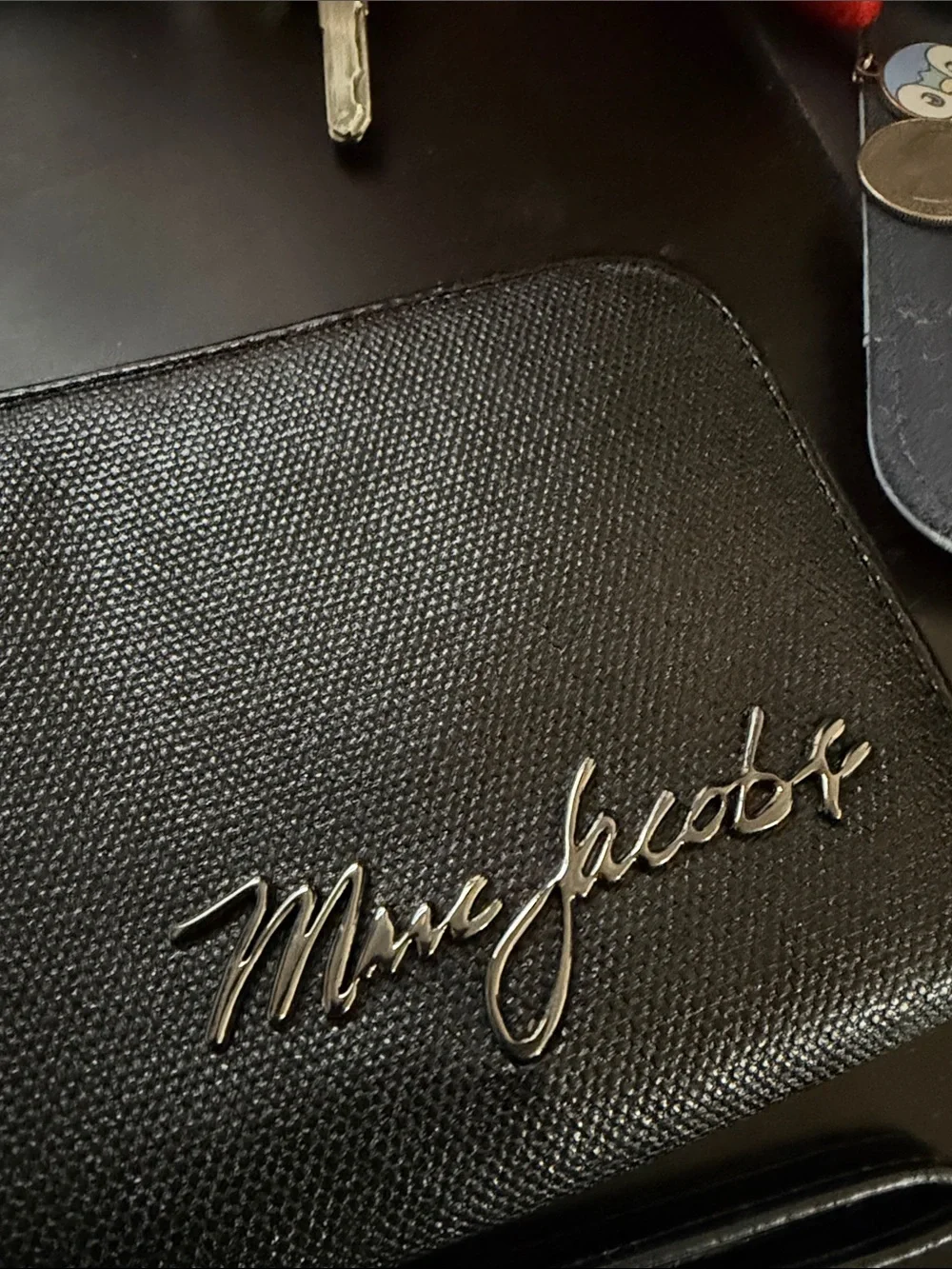 Marc Jacobs Black Zip-Around Wristlet with Logo Script